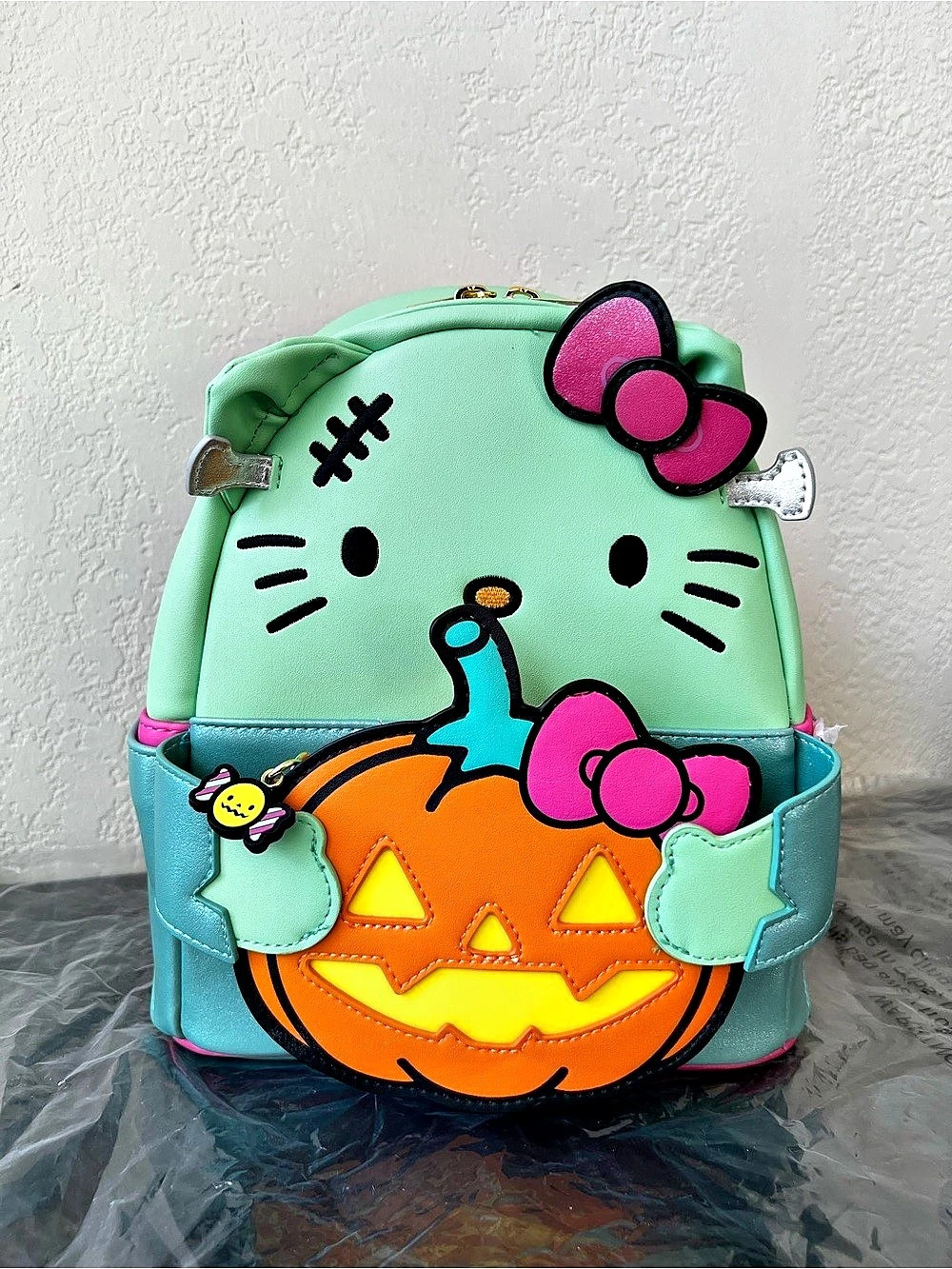 🎃 Loungefly Sanrio Hello Kitty Halloween Frankenstein Pumpkin GITD Backpack NWT
